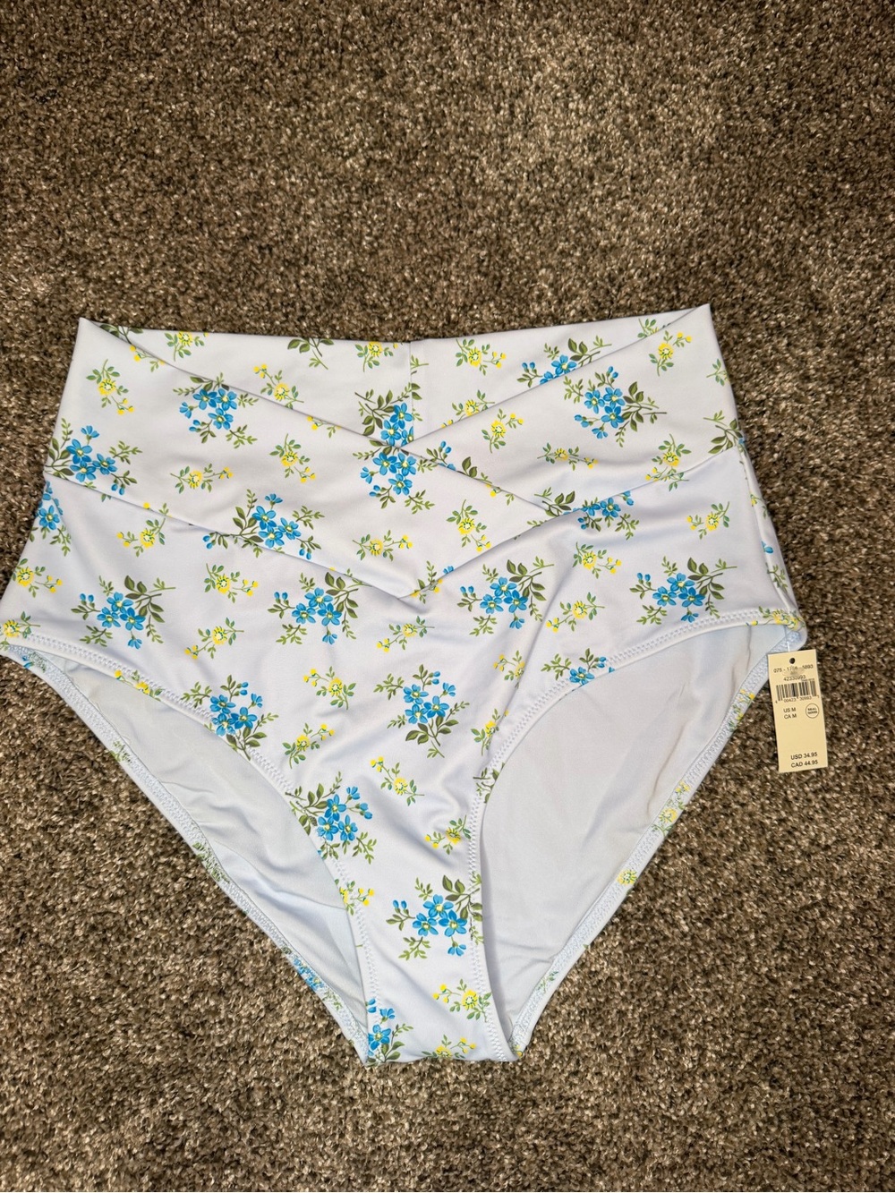 High-Waist Aerie Floral Bikini Bottoms in Light Blue